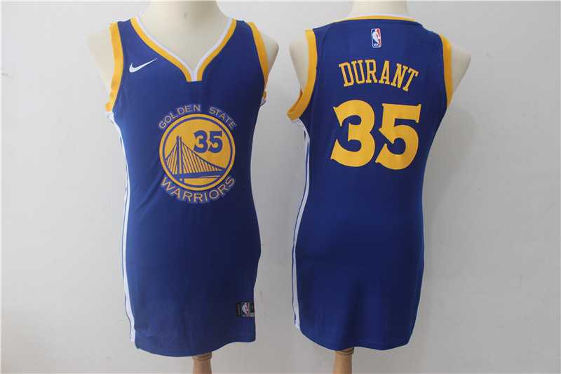Women Nike Golden State Warriors #35 Kevin Durant Blue Swingman Stitched NBA Jersey